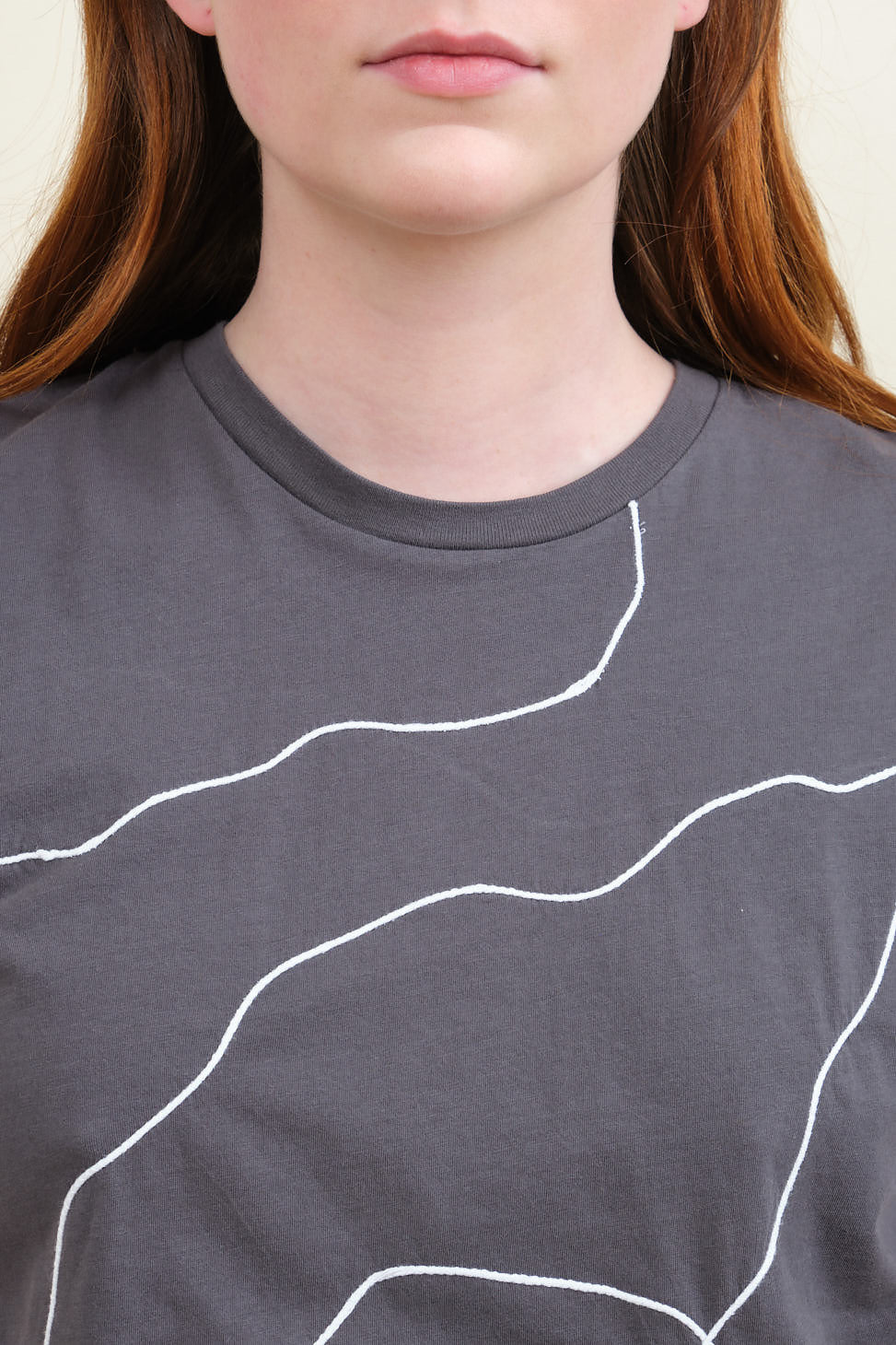 Neckline on We Chaos T Shirt in Charcoal