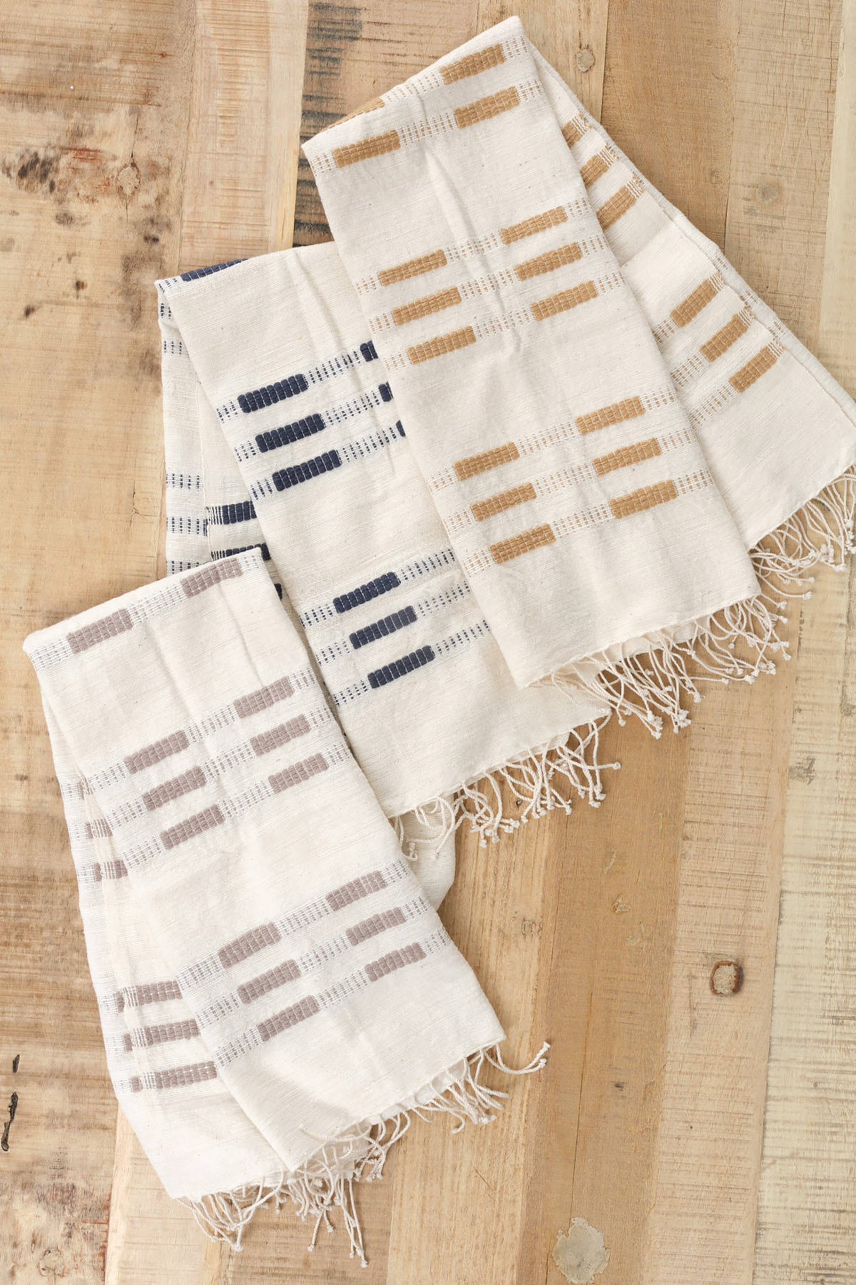 Creative Women Soho Cotton Hand Towel in Stone Navy and Beige