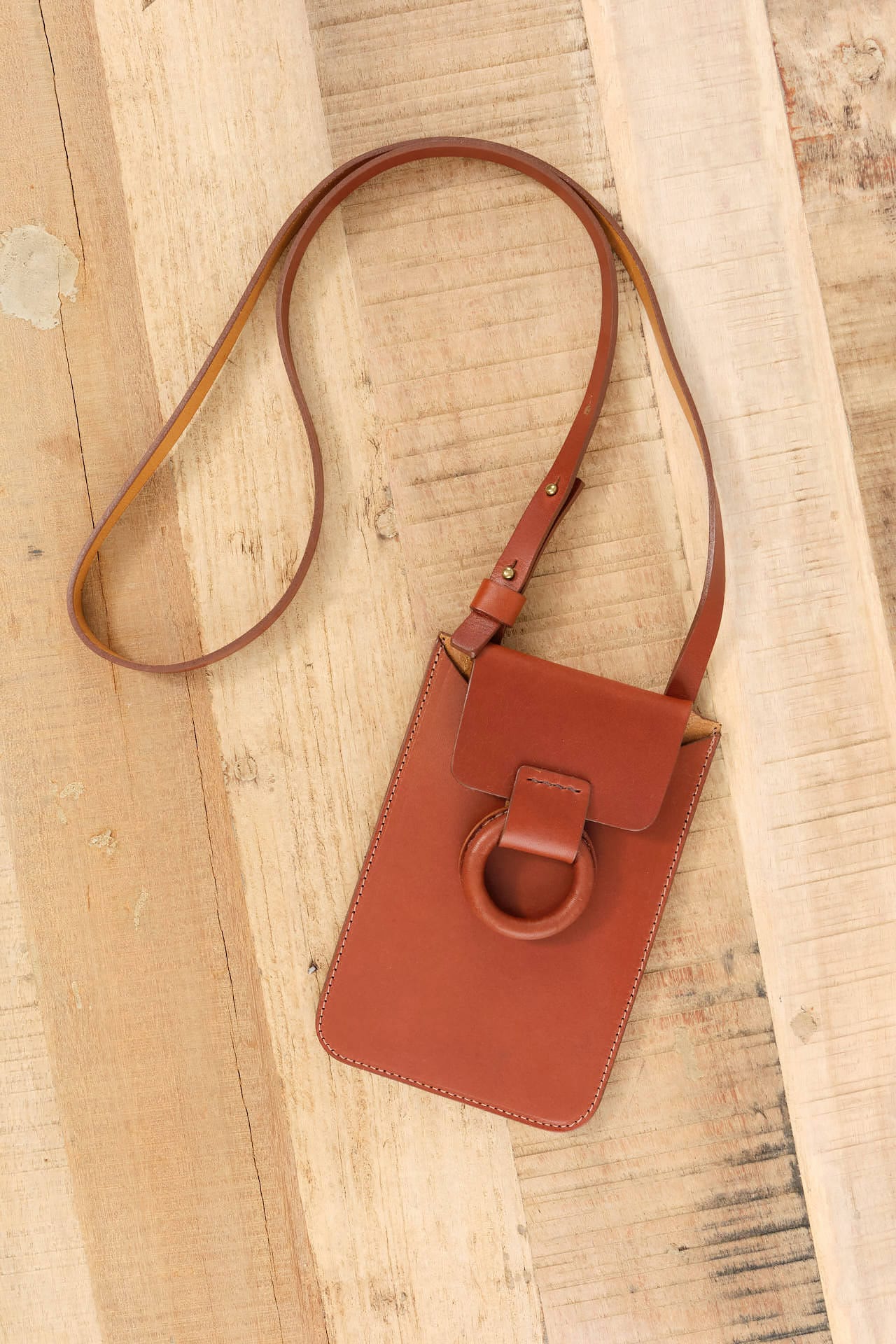Crescioni Accessories Bags Via Pouch in Saddle Brown Saddle Brown / 7" H X 5" W X 0.5" D