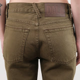 Dala Apparel Womens Denim Calla Mid Rise Ankle Jeans in Dark Olive