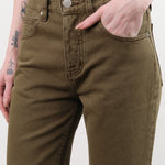 Dala Apparel Womens Denim Calla Mid Rise Ankle Jeans in Dark Olive