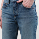 Dala Apparel Womens Denim Calla Mid Rise Ankle Jeans in Smoke Blue