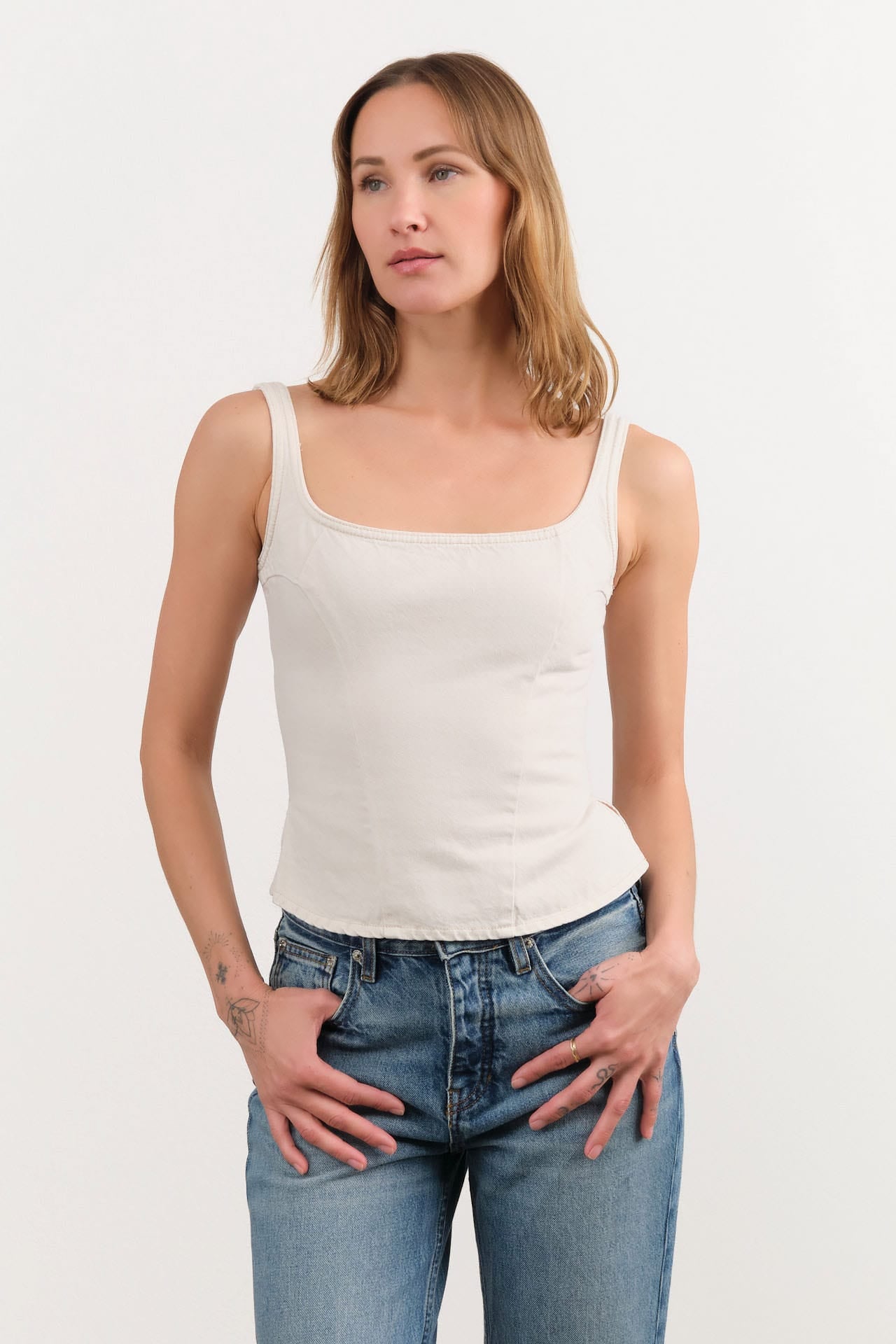 Dala Apparel Womens Blouses Quiet Corset in Salt