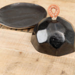 DBO Home Ceramic Battuto Butter Dish with Lid in Mussel Black