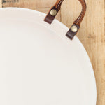 Snowflake White Remo Handled Tray with Leather Handles by DBO Home