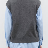 Knit Button Up Bolt Vest by DEMYLEE in Dark Heather Grey