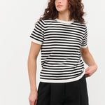 Demylee Adebola Stripe Cotton Cashmere Top in Off White and Black