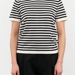 Adebola Stripe Cotton Cashmere Top by Demylee in Off White and Black