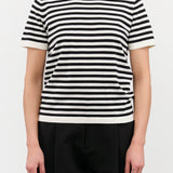 Adebola Stripe Cotton Cashmere Top by Demylee in Off White and Black