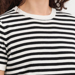 Off White and Black Adebola Stripe Cotton Cashmere Top by Demylee