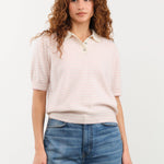 Demylee Apparel Womens Sweaters Amelia Stripe Cashmere Polo Top