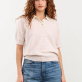 Demylee Apparel Womens Sweaters Amelia Stripe Cashmere Polo Top