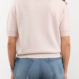 Demylee Apparel Womens Sweaters Amelia Stripe Cashmere Polo Top