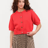 Demylee Amy Cotton Cardigan in Vermillion