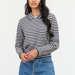 Demylee Apis Stripe Sweater in Off White and Navy