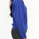 Demylee New York Designer Brand Artemis Long Sleeve Cashmere Crewneck Sweater in Blue