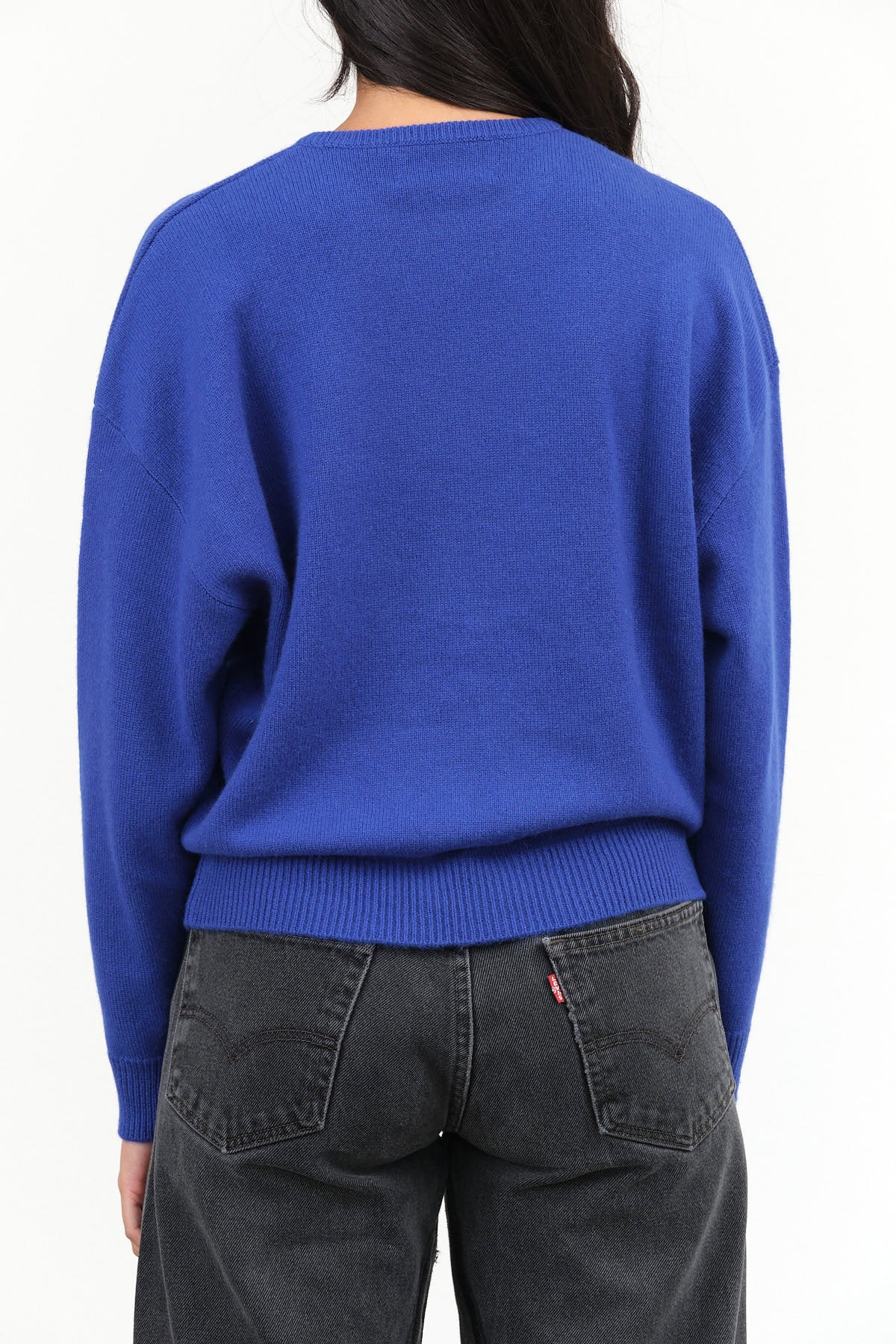 Blue Artemis Long Sleeve Cashmere Crewneck Sweater by Demylee New York Designer Brand 