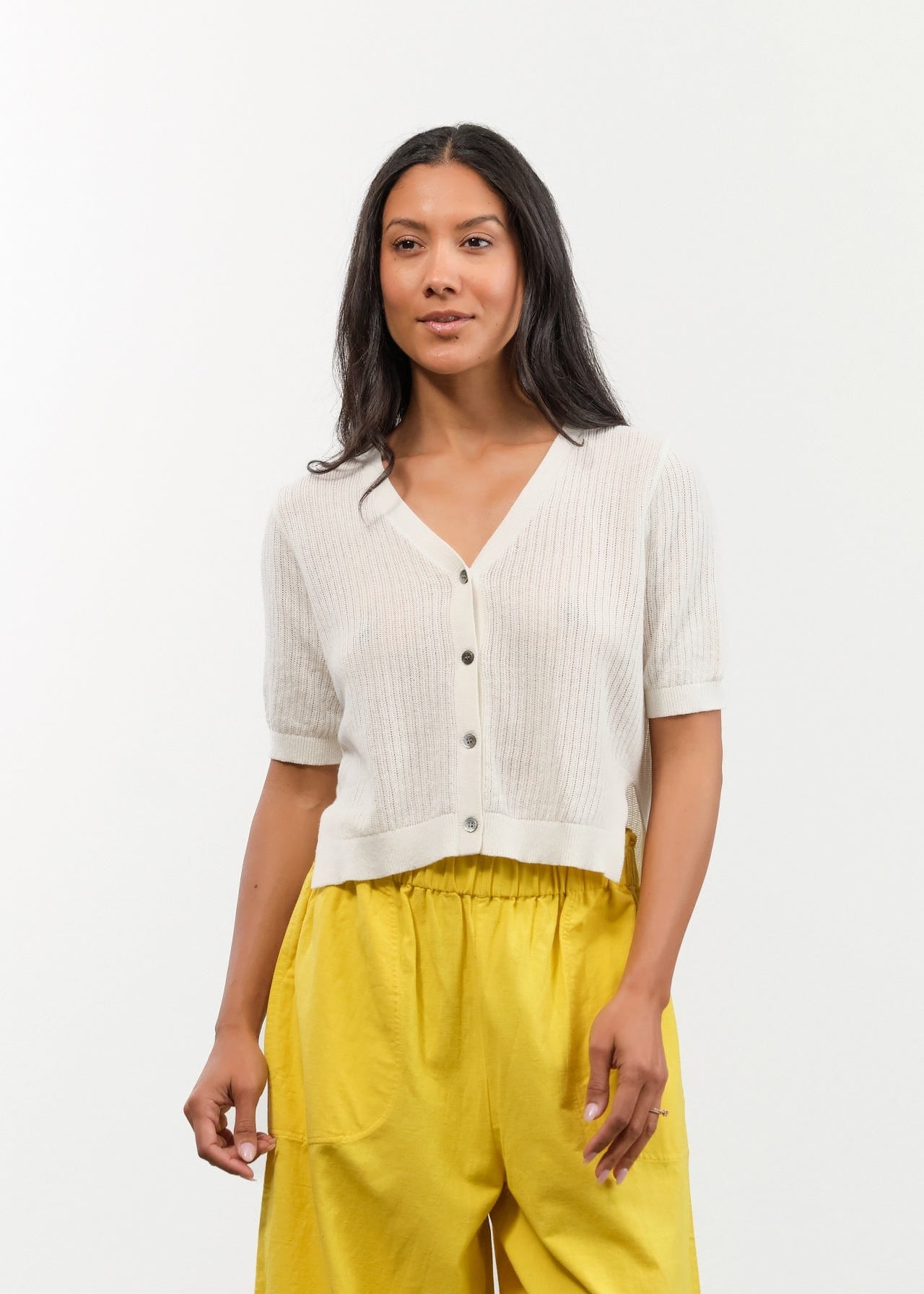 DEMYLEE Apparel Womens Sweaters Cadence Cotton Linen Cardigan