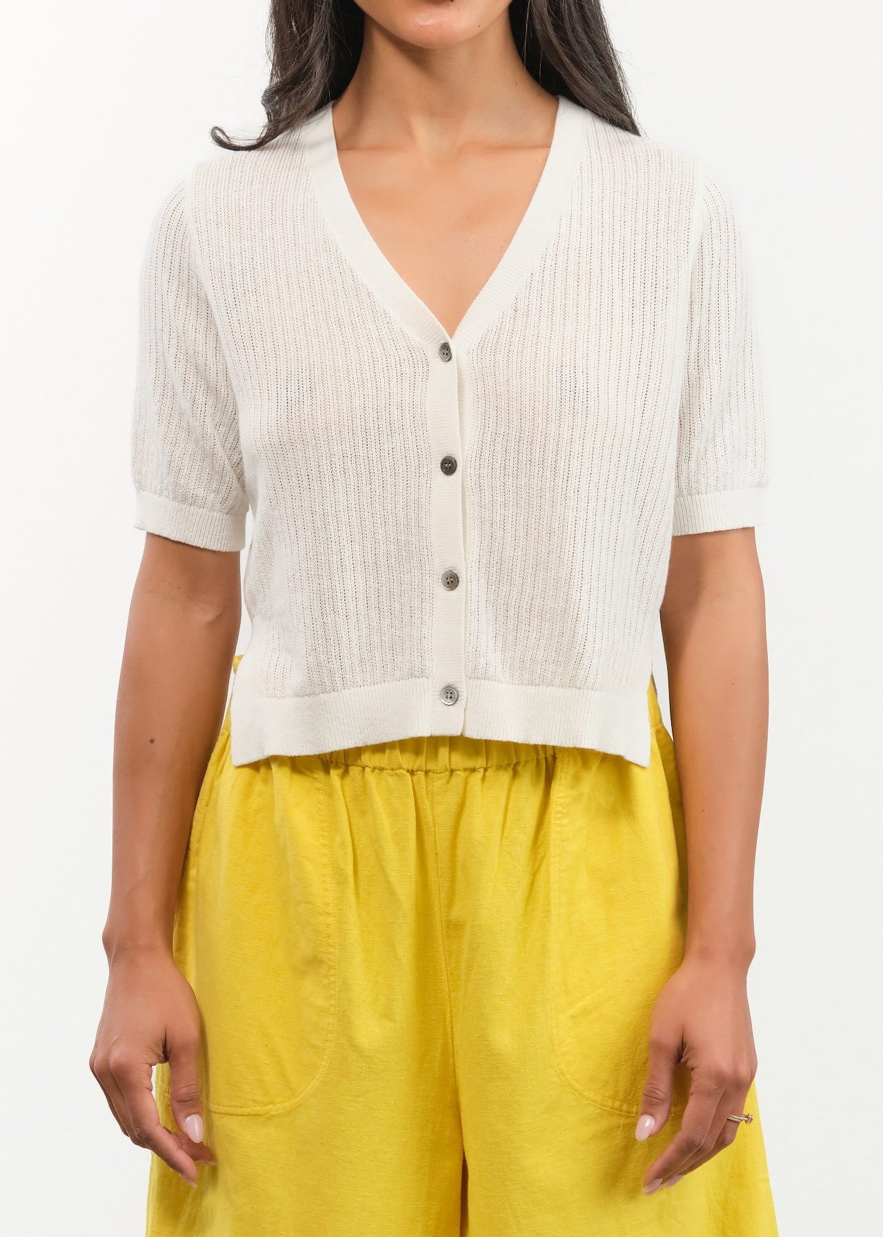 DEMYLEE Apparel Womens Sweaters Cadence Cotton Linen Cardigan