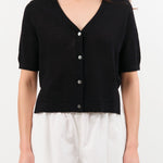 Demylee Apparel Womens Sweaters Cadence Cotton Linen Cardigan in Black