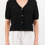 Demylee Apparel Womens Sweaters Cadence Cotton Linen Cardigan in Black