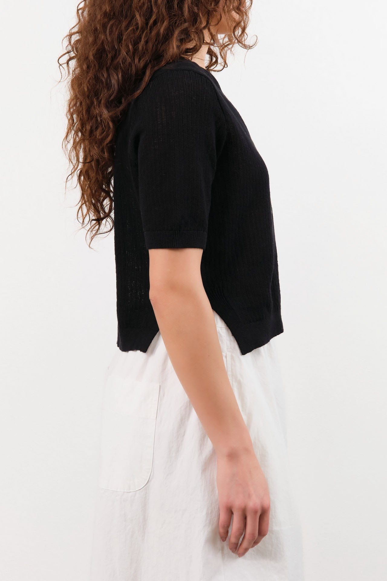 Demylee Apparel Womens Sweaters Cadence Cotton Linen Cardigan in Black