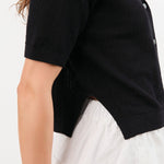 Demylee Apparel Womens Sweaters Cadence Cotton Linen Cardigan in Black