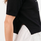 Demylee Apparel Womens Sweaters Cadence Cotton Linen Cardigan in Black