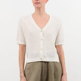 Demylee Apparel Womens Sweaters Cadence Cotton Linen Cardigan in Off White