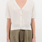 Demylee Apparel Womens Sweaters Cadence Cotton Linen Cardigan in Off White