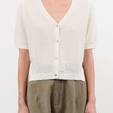 Demylee Apparel Womens Sweaters Cadence Cotton Linen Cardigan in Off White