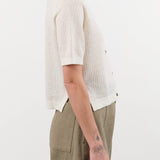 Demylee Apparel Womens Sweaters Cadence Cotton Linen Cardigan in Off White