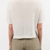 Demylee Apparel Womens Sweaters Cadence Cotton Linen Cardigan in Off White