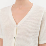 Demylee Apparel Womens Sweaters Cadence Cotton Linen Cardigan in Off White