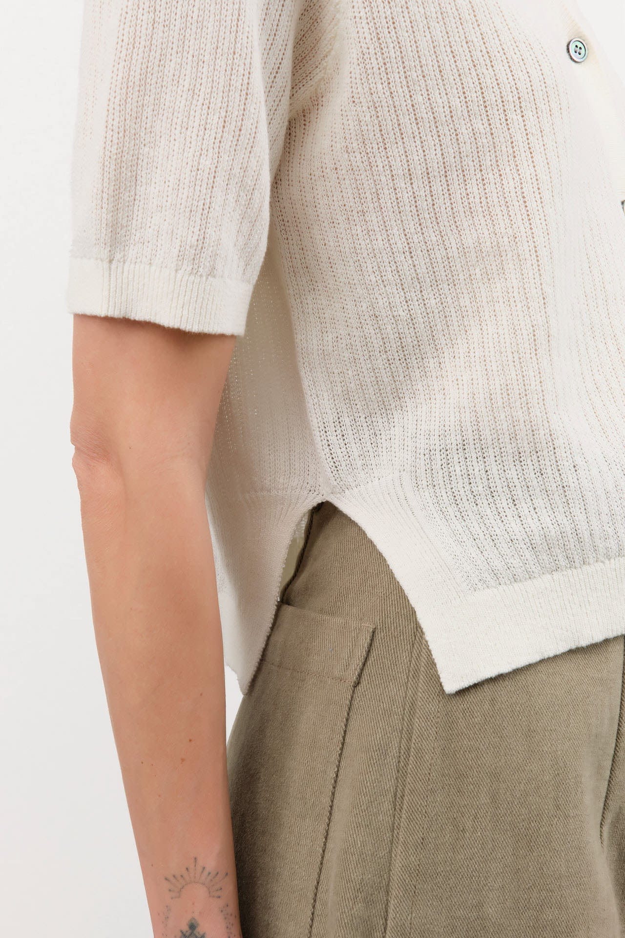 Demylee Apparel Womens Sweaters Cadence Cotton Linen Cardigan in Off White