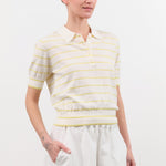 Demylee Apparel Womens Sweaters Cameron Stripe Cotton Polo Top