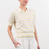 Demylee Apparel Womens Sweaters Cameron Stripe Cotton Polo Top