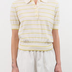 Demylee Apparel Womens Sweaters Cameron Stripe Cotton Polo Top