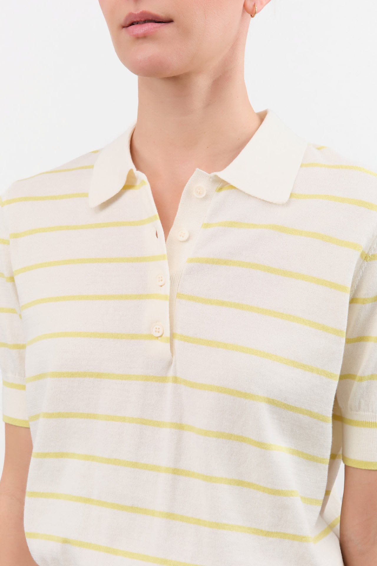 Demylee Apparel Womens Sweaters Cameron Stripe Cotton Polo Top