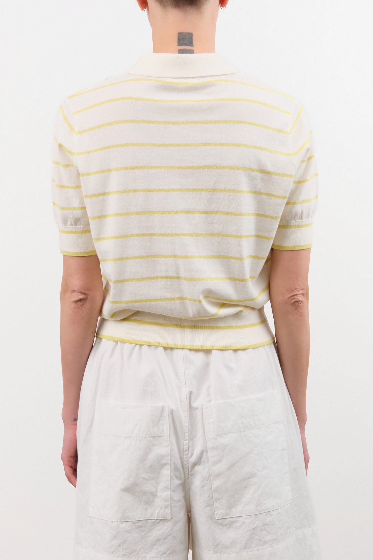 Demylee Apparel Womens Sweaters Cameron Stripe Cotton Polo Top