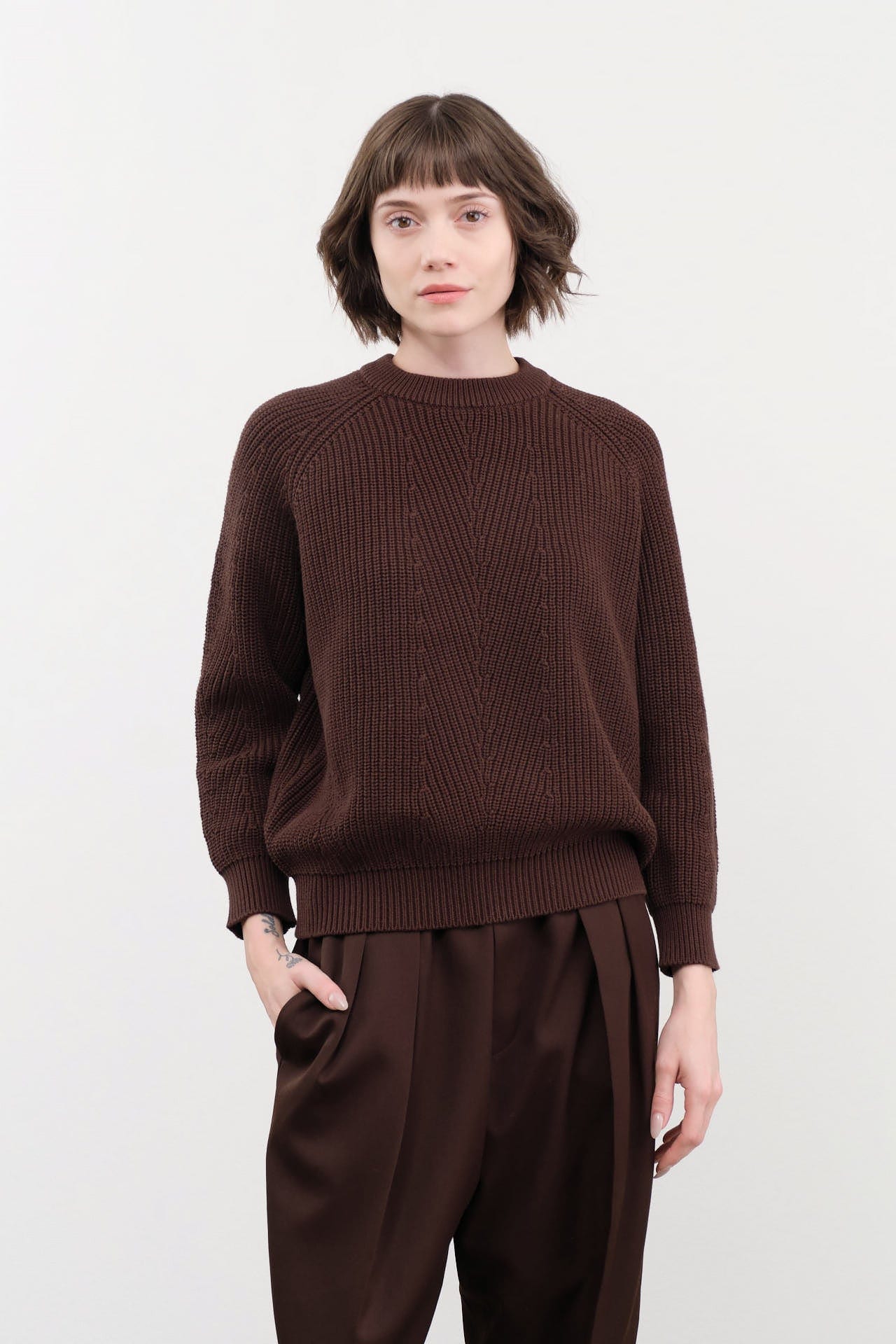 DEMYLEE Apparel Womens Sweaters Chelsea Cotton Sweater in Espresso