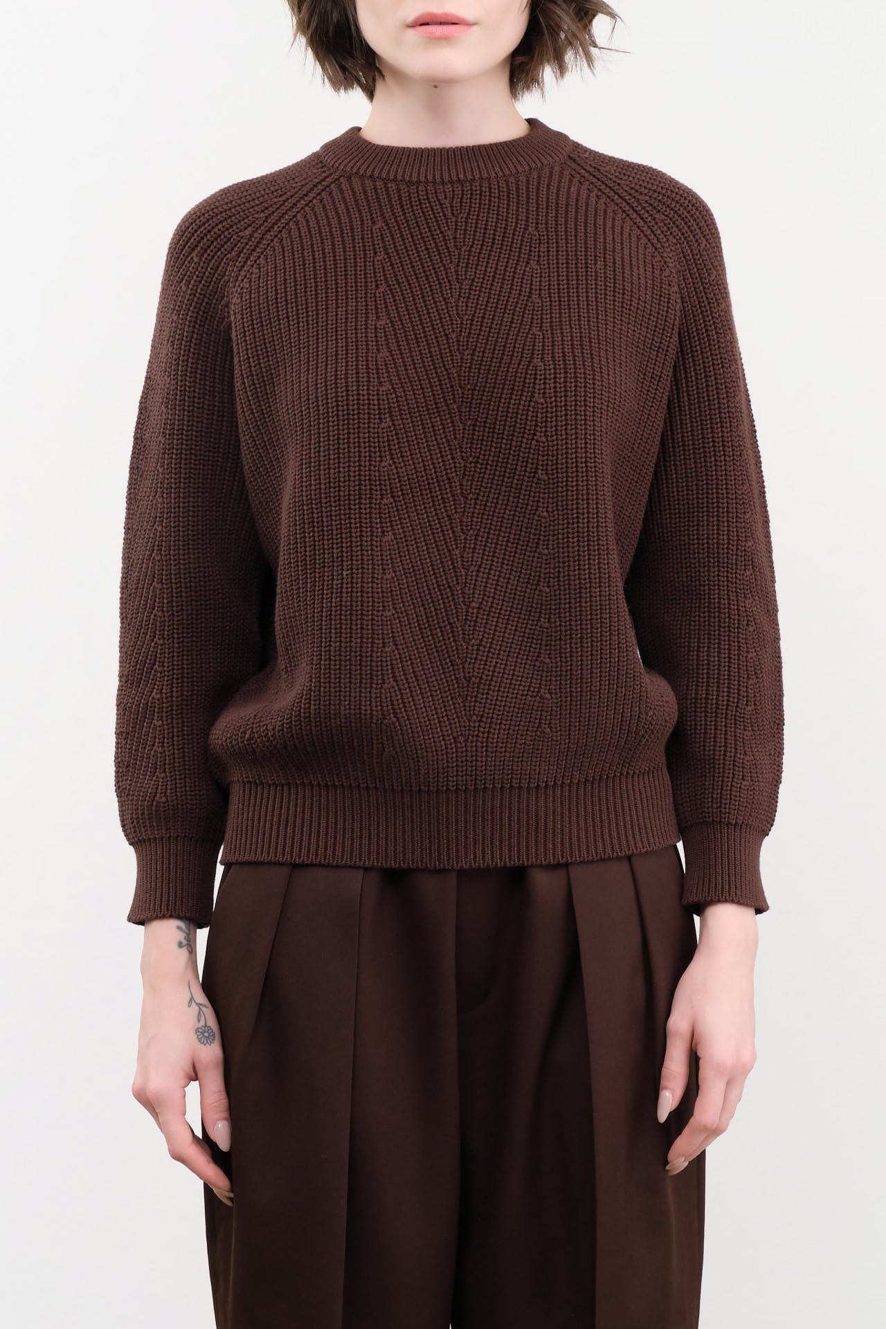 DEMYLEE Apparel Womens Sweaters Chelsea Cotton Sweater in Espresso