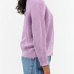 Designer Demylee Long Sleeve Chelsea Cotton Knit Sweater in Iris Purple