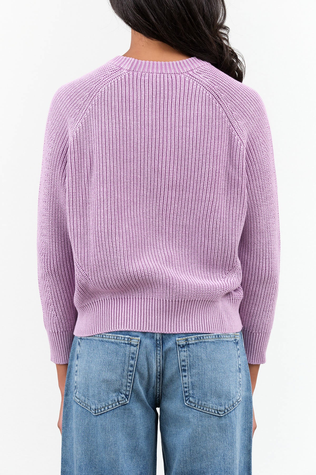 Long Sleeve Crew Neck Chelsea Cotton Knit Sweater by Designer Demylee in Iris Purple