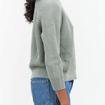 Designer Demylee Long Sleeve Chelsea Cotton Knit Sweater in Sage Green