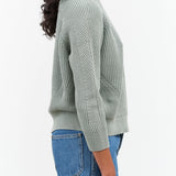 Designer Demylee Long Sleeve Chelsea Cotton Knit Sweater in Sage Green