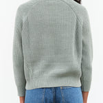 Long Sleeve Crew Neck Chelsea Cotton Knit Sweater by Designer Demylee in Sage Green