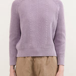Demylee Apparel Womens Sweaters Chelsea Washed Cotton Sweater in Thistle