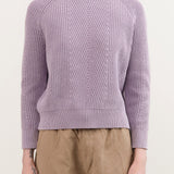 Demylee Apparel Womens Sweaters Chelsea Washed Cotton Sweater in Thistle