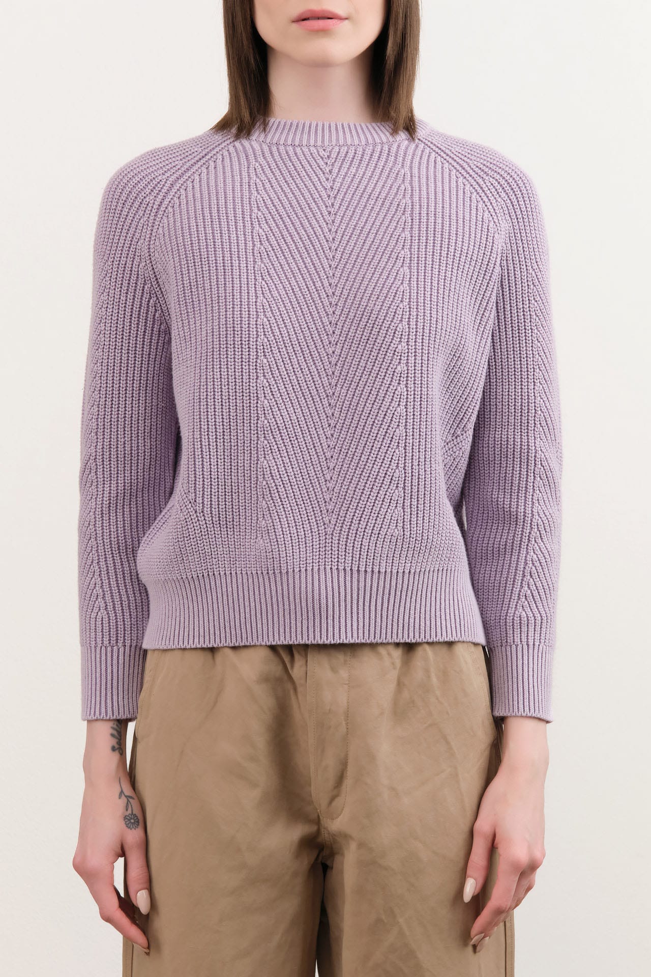 Demylee Apparel Womens Sweaters Chelsea Washed Cotton Sweater in Thistle